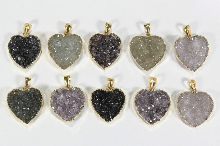 Lot: Druzy Amethyst Heart Pendants - Pieces #78432
